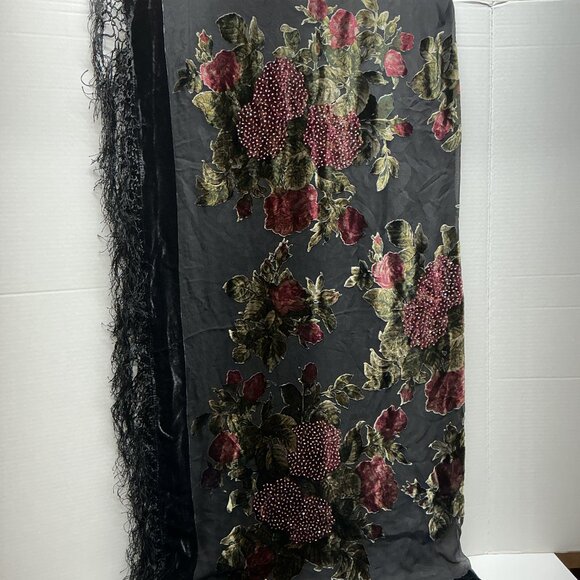 ROSE Victorian-style Beaded Square Floral Shawl SO NICE! - Picture 11 of 11